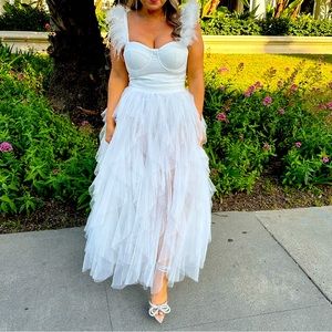 Impressions boutique- Dreamy midi sweetheart bodice tulle midi dress.